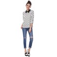 thumbnail image 3 of Disfraz de Halloween para mujer Polka Dots Contraste Peter Pan Collar Top 3/4 Mangas Blusa Camisa Blanco XS Allegra K, 3 of 7