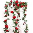 thumbnail image 2 of Morttic 2 Pack 8FT Artificial Fake Rose Vine Garland Artificial Flowers Plants for Hotel Wedding Home Party Garden Craft Art Decor,Red, 2 of 9