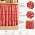 thumbnail image 5 of Teacher Desk Skirts，6 ft x 30 Inch Ruffled Table Skirt Decor Supplies for Classroom Teacher Office Desk Decor, Farmhouse Home Kitchen Party Red, 5 of 9