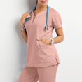 thumbnail image 1 of Conjunto De 2 Piezas Traje De Exfoliante Para Mujer Nueva Camiseta Con Bolsillo En Top De Queso , Pantalones Enfermera Ropa De Trabajo Uniforme De Médico Dental Clinic KLINIK KKM, 1 of 4