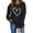 Black, variant on Itsame Long Sleeve Heart T-Shirts Women's Valentine's Sweatshirt Loose Crew Neck Tops Gray Size M