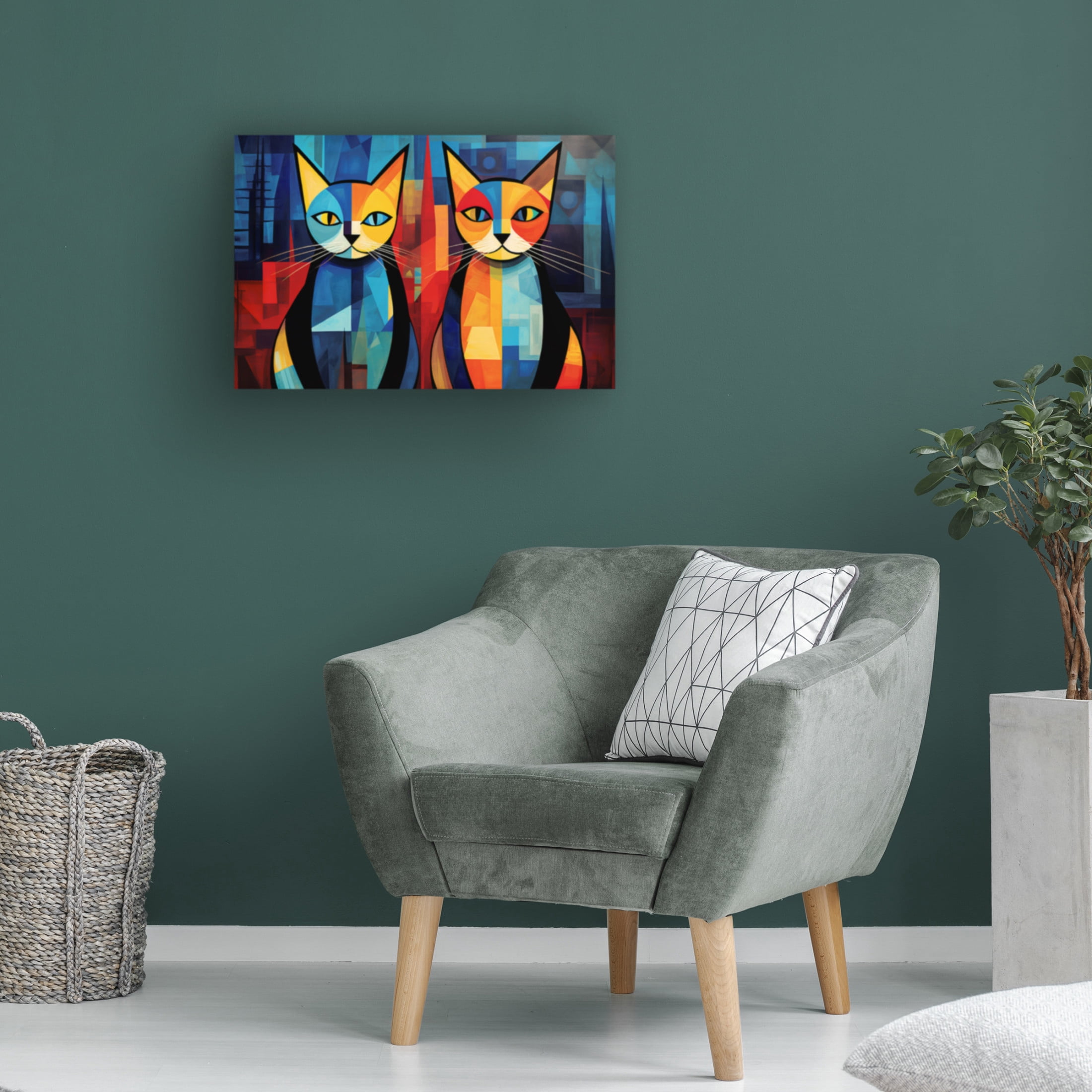Canvas Wall Art - Ray Heere 'Colorful Cat 3' Wall Art for Living Room, Bedroom, or Office Décor by Trademark Fine Art - 19 x 12 Inches