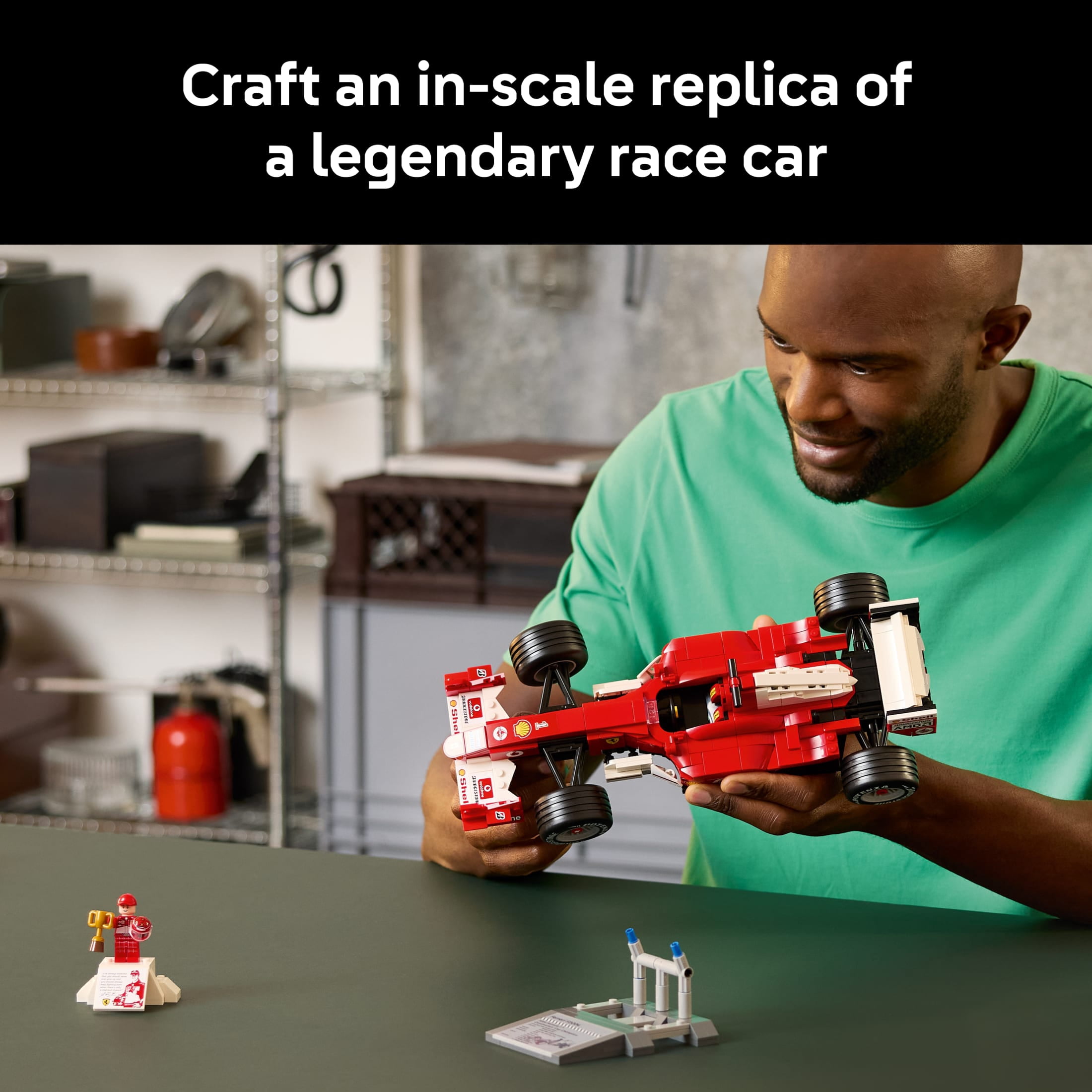 LEGO Icons Ferrari F2004 & Michael Schumacher Building Set for Adults, Ages 18+ - Ferrari F1 Bedroom, Home Office, Desk Decor - Gift Ideas for Men, Women, & Fans - 11375