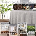 thumbnail image 3 of ICEANT 110 inch Linen Textured Tablecloth with Tassel, Round Grid Pattern Waterproof Wrinkle Free Table Cover, Spill-Proof Table Cloth For Dining Room & Living Room, Grey, 3 of 6