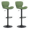 thumbnail image 2 of Walsunny Adjustable Bar Stools Set of 2 Leather Upholstered Swivel Counter Stools Counter Height Bar Stools with Large Base, Room Bar, Green, 2 of 5