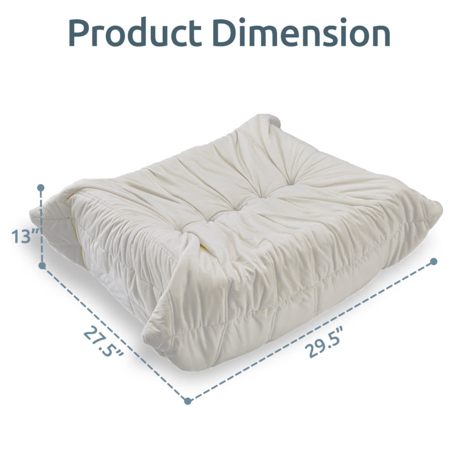 Alvantor Bean Bag Ottoman Footrest, Foam Filled Pouf, 35 x 29 x 13 in, Beige, No Assembly Needed