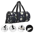 thumbnail image 5 of Xecao Lilies Flowers print Round Travel Duffel Bag is a foldable gym bag with an inner pocket, perfect for travel sports, 5 of 8