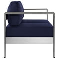 thumbnail image 3 of Modway Causeuse de Patio Extérieure en Tissu et Aluminium, Argent/bleu Marine, 3 of 4