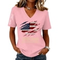 thumbnail image 2 of V Neck Shirts 4th of July for Women American Flag Graphic Tee Casual Color Block Short Sleeve Summer Tops, 2 of 4