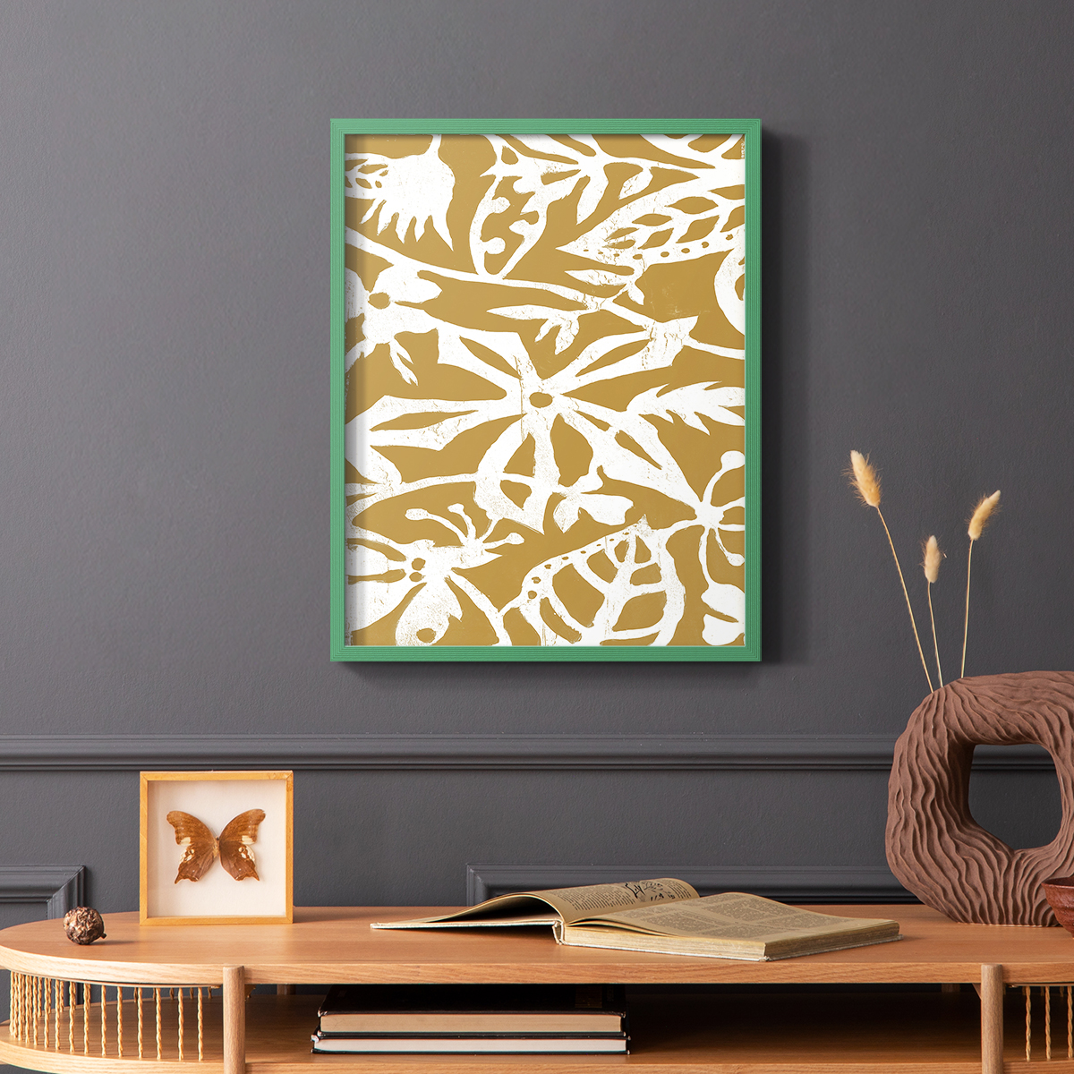 White On White IV V31 Framed Print in Green Solid Wood 8 x 10 Framed Print