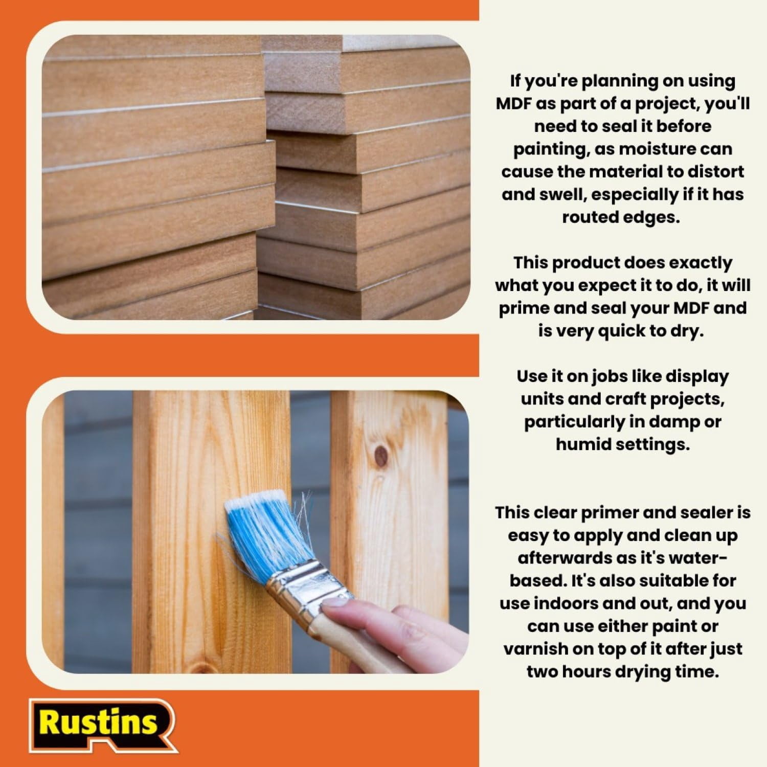 Rustins - Quick Drying MDF Sealer Clear 500ml
