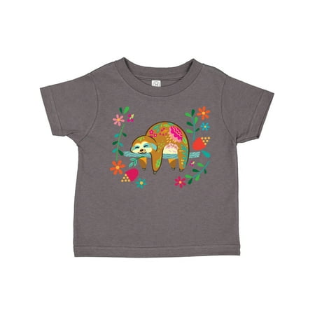 

Inktastic Sloth Cute Girls Flowered Gift Toddler Toddler Girl T-Shirt