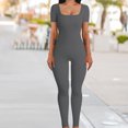 thumbnail image 4 of Monos De Mujer Mamelucos ajustados acanalados, monos ajustados para mujer, ropa informal suave (gris oscuro XXL) Kuymtek para Mujer Gris oscuro T S, 4 of 6