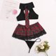 thumbnail image 1 of Conjunto de cuatro piezas de ropa interior sexy para cosplay, uniforme sexy para mujer, falda de estudiante, falda a cuadros, 1 of 2