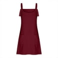 thumbnail image 4 of Femmes Robes d'Été Casual Solide Couleur Poches Bretelles Courte Mini Robe, 4 of 6