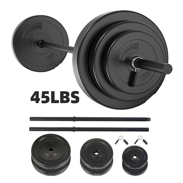 Pithage 45 lbs Adjustable Barbell Workout Weightlifting Set for