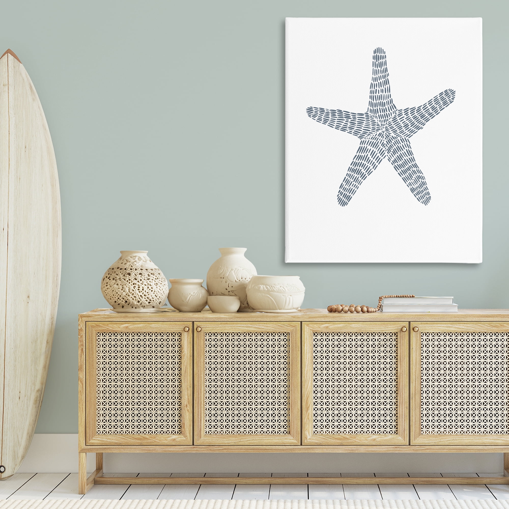 Stupell Industries Minimal Starfish on White Coastal Painting Gallery Wrapped Canvas Art Print Wall Art, 36 x 48