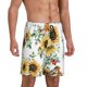 thumbnail image 2 of Balery Sunflowers Leaves And Birds Pantalones cortos de pijama de punto de algodón para hombre con cinturilla y bolsillos-Large, 2 of 6