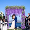 thumbnail image 2 of MQOUO 6Pcs Wisteria Garland Artificial Flowers Garland Fake Hanging Wisteria Vines Rattan Silk Hanging Flower Vines for Home Garden Outdoor Wedding Arch Party Ceremony Total 35.4Ft (Purple), 2 of 6