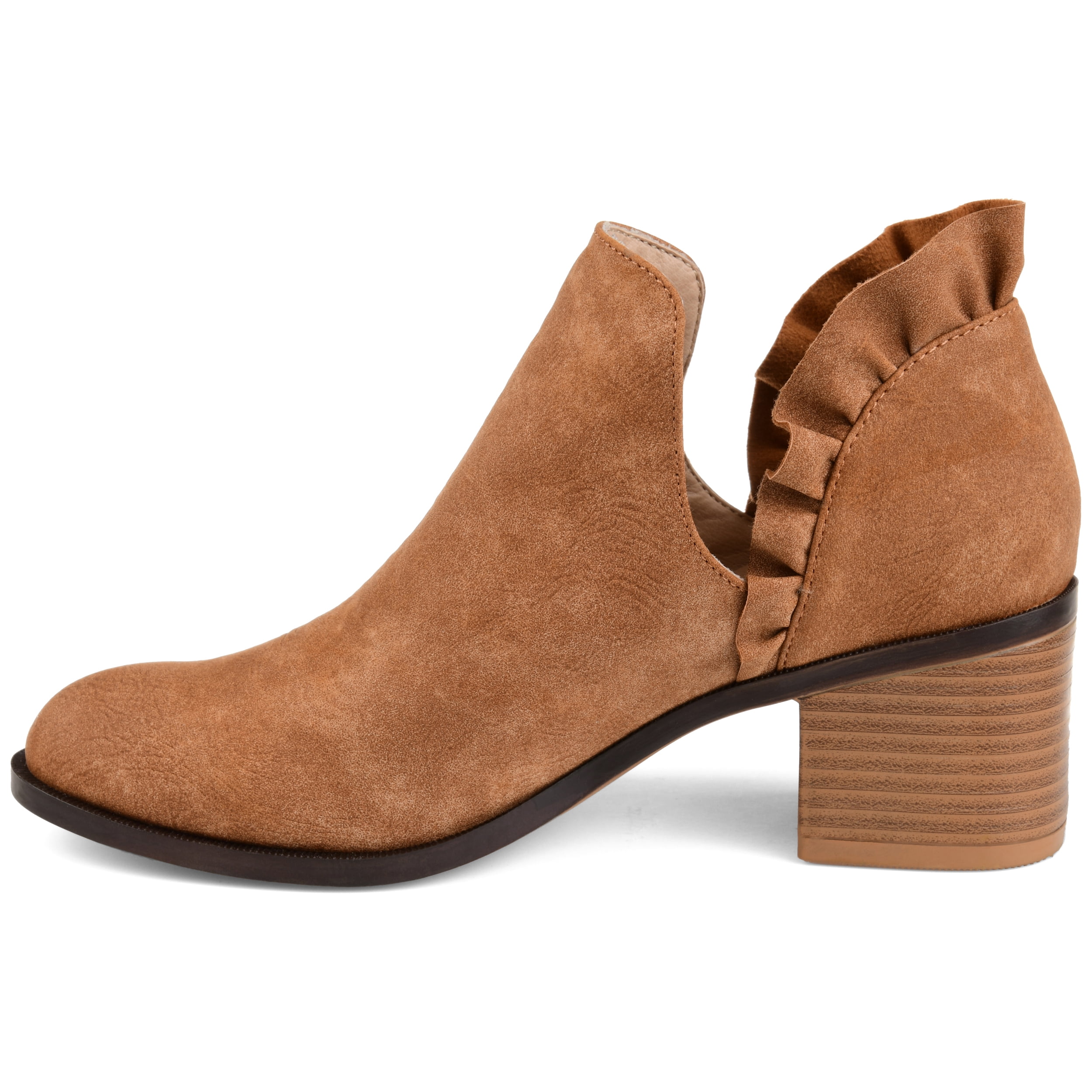 Journee Womens Lennie Slip On Stacked Heel Booties