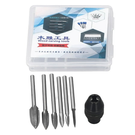 

2024 Woodworking Carving Bit with 3.0mm Shank High Speed Steel 3 Flute Engraving Bit Wood Carving Tools 5Pcs 3 Flute Bits Sword Bit and Chuck