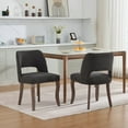 thumbnail image 3 of UHOMEPRO Dining Chair Set of 2, Mid-Century Fabric Upholstered Dining Room Chairs, Modern Kitchen Chairs with Curved Backrest and Copper Nails for Dining Room Living Room Kitchen, Black, 3 of 9