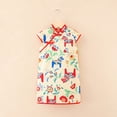 thumbnail image 2 of TAIAOJING Girls Summer Dresses Toddler Casual Loose Fit Short Sleeve Dress Cheongsam Dress For Daily Wear Comfortable Breathable Fabric Comfort 5-6Y, 2 of 3