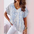 thumbnail image 3 of Gibobby Casual Playera de Manga Corta para Mujer Camiseta manga corta con cuello en V y estampado suelto informal para mujer(Azul claro,M), 3 of 5