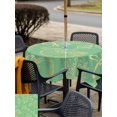 thumbnail image 5 of Outdoor Tablecloth with Umbrella Hole for Patio/Picnic/Party/Camping, Ocean Conch Shell Waterproof Table Cloth Square Cover Washable, Coastal Seahorse Coral Bows Vintage Green (54"x 54"), 5 of 9
