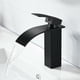 thumbnail image 1 of Lujo en cada gota, grifo de baño con caño en cascada de acero inoxidable, grifo mezclador monomando con acabado negro mate para accesorios de tocador elegantes y resistentes a la oxidación, equipado, 1 of 5