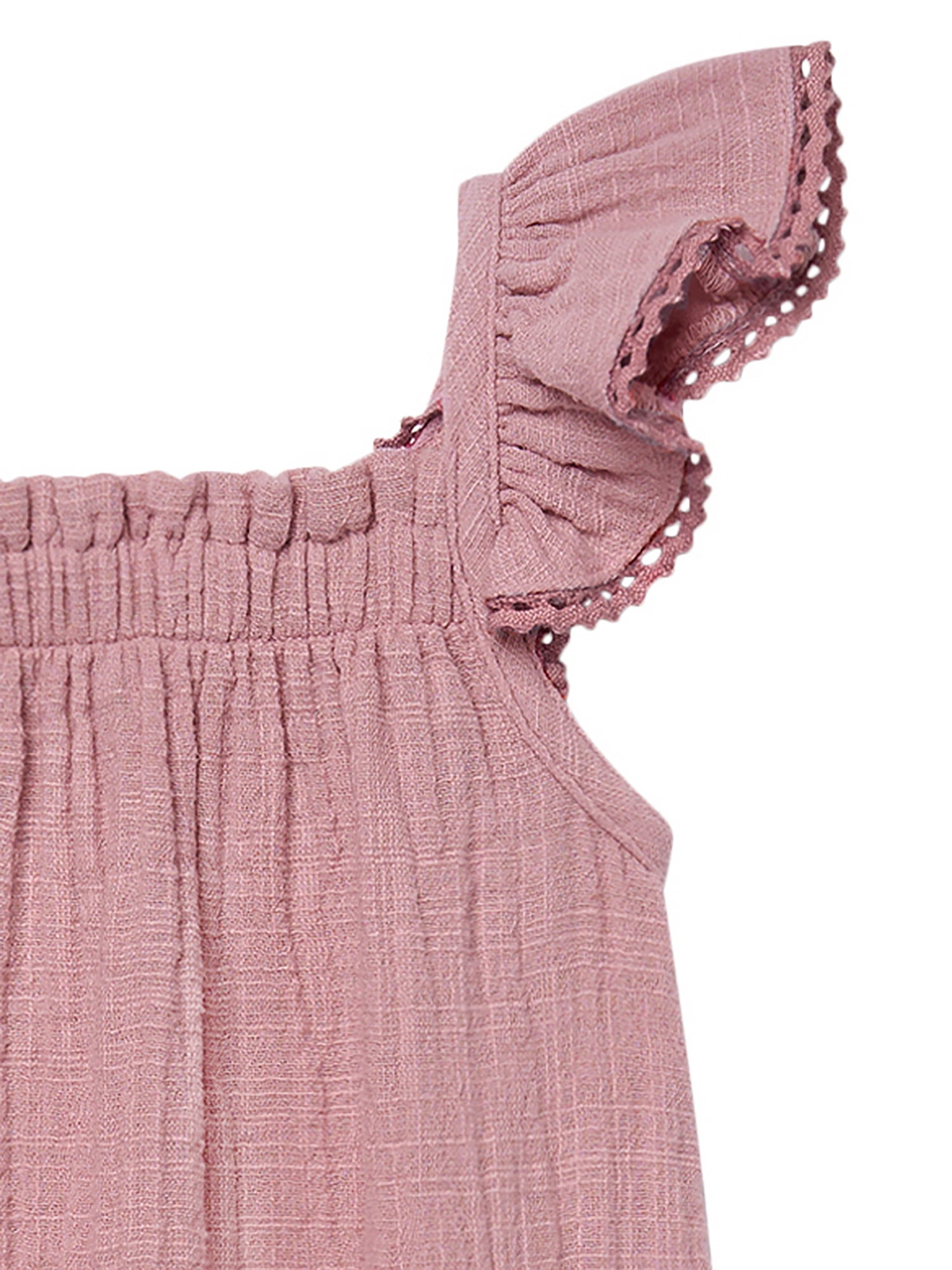 Modern Moments by Gerber baby Girl Long Leg Romper with Novelty Trim Detail, Sizes 0/3 Months - 24 Months