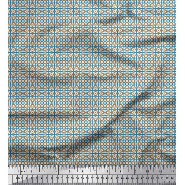 Soimoi Georgette Viscose Fabric Geometric Small Decor Fabric Printed Yard 42 Inch Wide