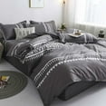 thumbnail image 4 of Boho Grey Duvet Cover, Stylish Reversible Geometric Design Queen Size Comforter Set, Microfiber Duvet Bedding, 3-Piece Set Including 2 Pillowcases, 4 of 5