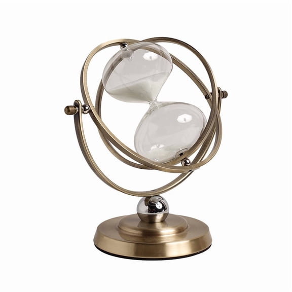 Vintage Metal Frame Rotating Hourglass Decor, 360 ° Spinning Sand Timer Ornament for Home Office Desk