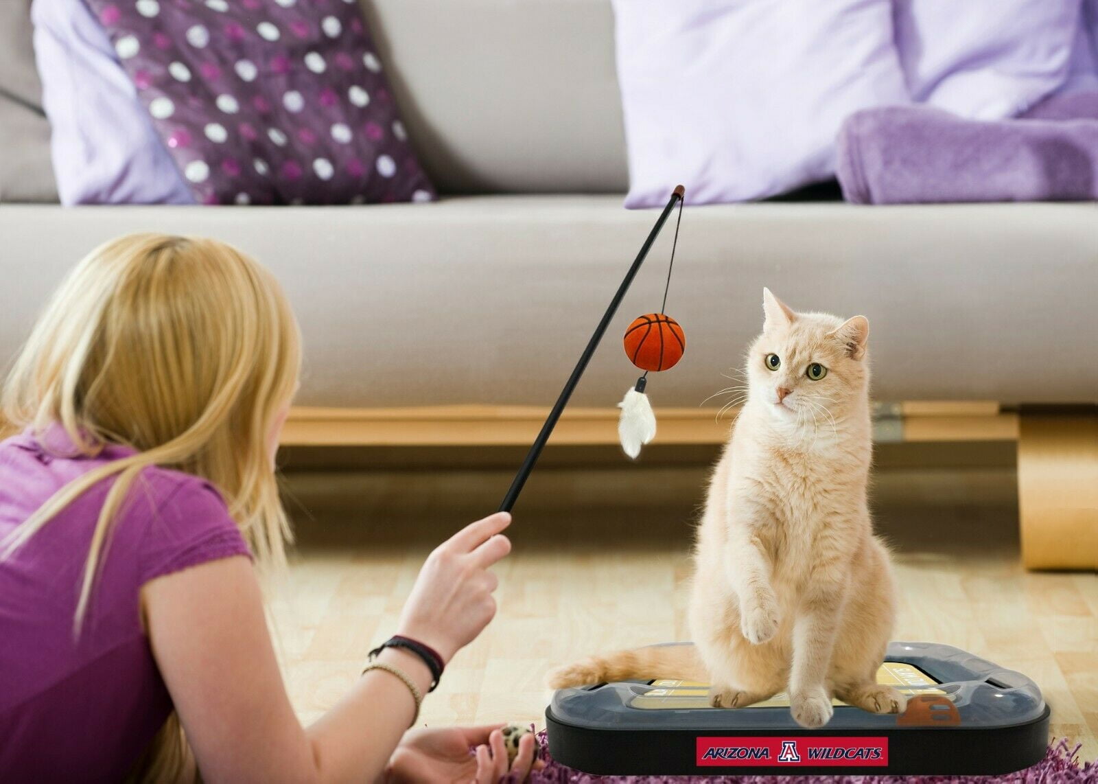 NCAA Arizona Wildcats CAT Scratcher Mat Toy with Catnip Plush & Feather Cat Toy 5-in-1 Kitty Toy