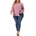 thumbnail image 2 of Agnes Orinda Women's Plus Size Tops Swiss Dots Long Sleeves Button Down Tee Shirt Blouses 1X Pink, 2 of 6