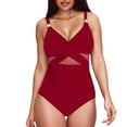 thumbnail image 1 of Fadeal Women's one Piece Bathing Suit Swimsuit Metal Modest Bathing Suit Slimming Full Coverage Mesh Swim Suits Womens one Piece Swimsuit Red S, 1 of 4
