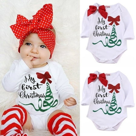Newborn Infant Baby Girl Rompers Bodysuit Jumpsuit Christmas Outfits Costume