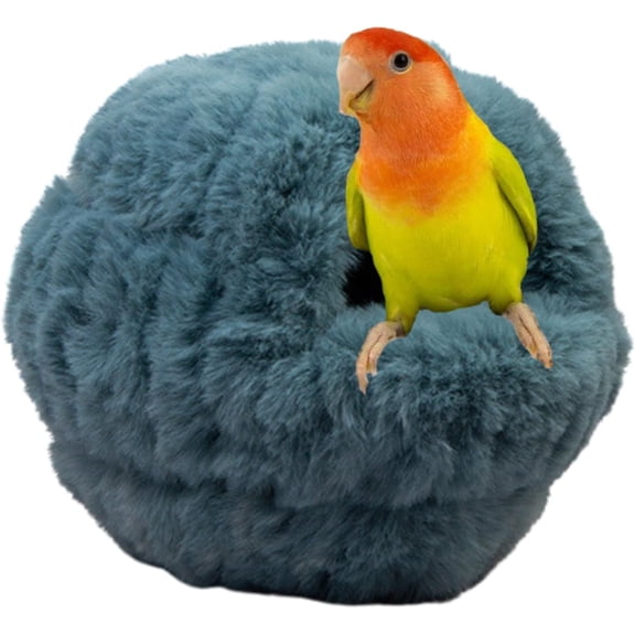 Bird Nest, Winter Warm Parakeet Snuggle Hut for Budgie, Lovebird and Small Parrots, Faux Rabbit Fur Cozy Breeding House with Cushion & Accessories