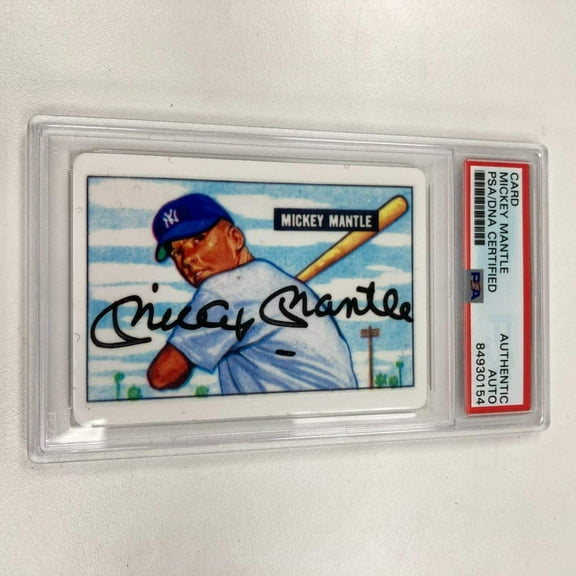 1951 Bowman Mickey Mantle Signed Porcelain Baseball Card RC PSA DNA Certified