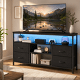 thumbnail image 4 of Tunmod 43 Inch TV Stand for 50/55 Inch TV, Entertainment Center with LED Lights & Power Outlets, Media Console Table with 4 Fabric Drawers & Open Shelves for Living Room Bedroom, 4 of 8
