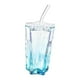 thumbnail image 4 of Vaso de vidrio con tapa y pajita, diseño transparente, práctico, elegante y Azul, 4 of 9
