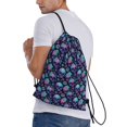 thumbnail image 4 of Yiaed Flower Blue Skull Print Drawstring Bags Drawstring Backpack Bulk String Back Pack Gym Sport Bag-Small, 4 of 5