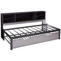 Acme Furniture Renell Twin Bed with Bookcase & Trundle, Black & Silver