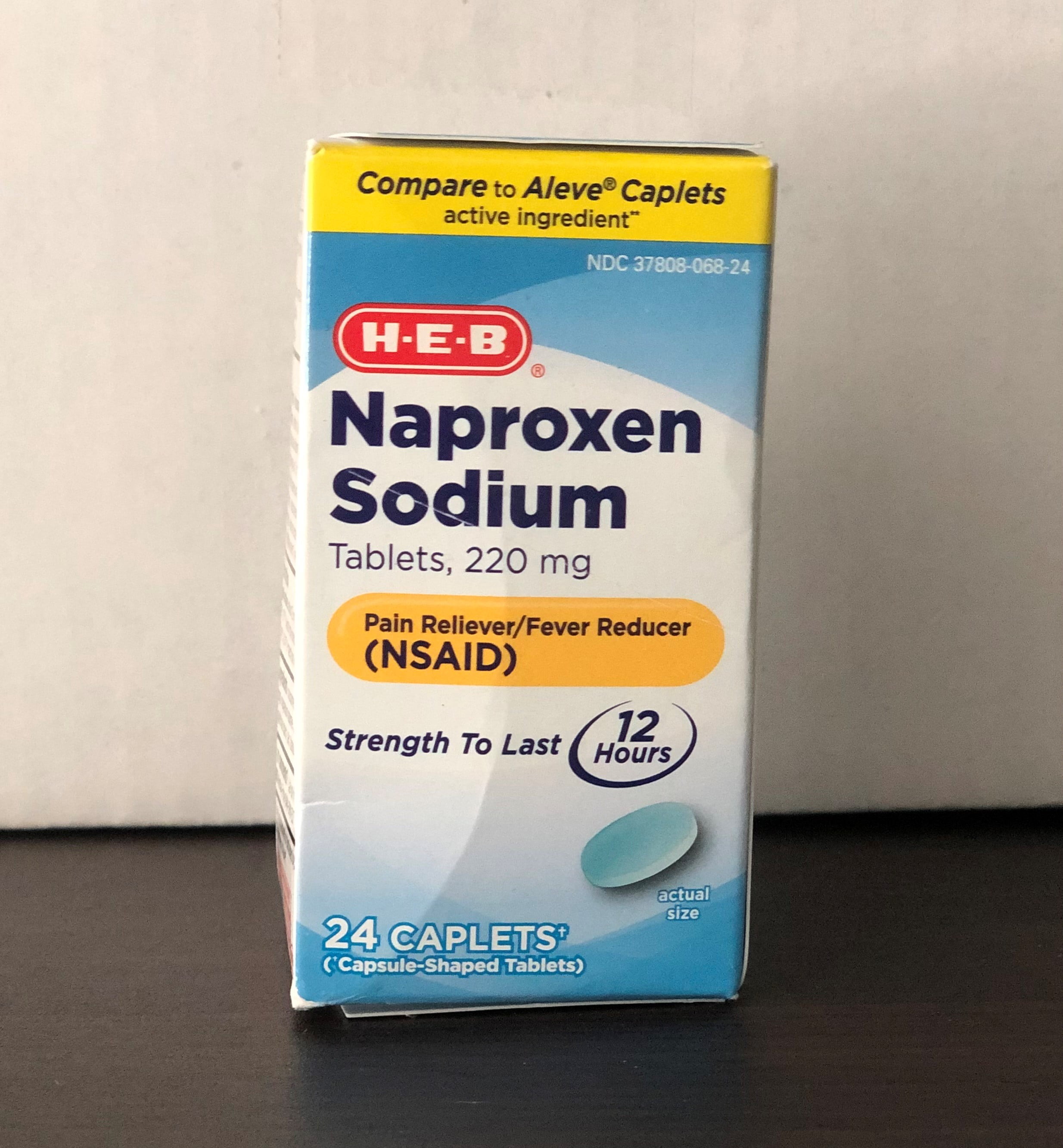H‑E‑B Naproxen Sodium 220 mg Tablets, 24 Caplets.