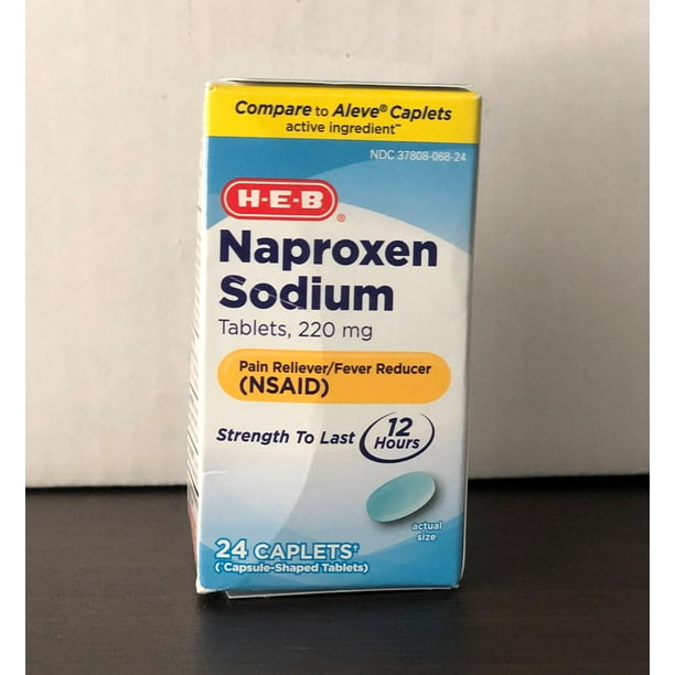 H‑E‑B Naproxen Sodium 220 mg Tablets, 24 Caplets.