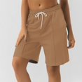 thumbnail image 2 of Summer  Shorts for Women Drawstring Waist Athletic Gym Shorts Casual Loose Running Shorts with Pockets light brown Medium, 2 of 5