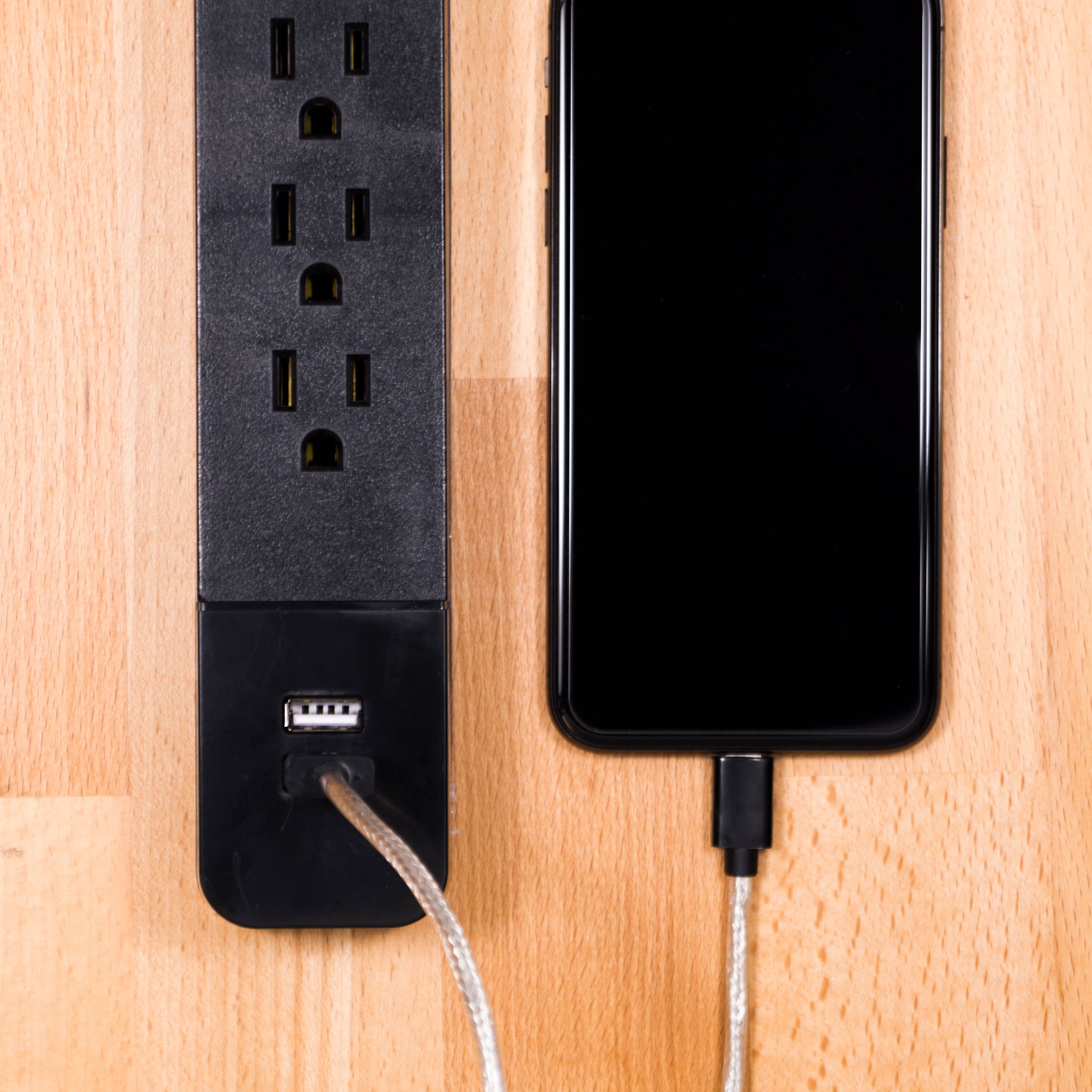 GE Pro 4-Outlet, 2-USB Surge Protector, 3ft., 560J, Black – 37053