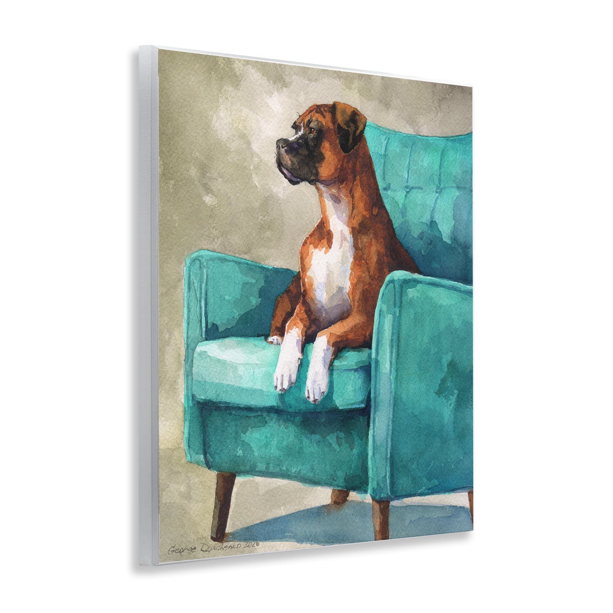 Stupell Industries Majesty Boxer on Armchair Wall Plaque Art, design by George Dyachenko
