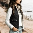 thumbnail image 4 of Women Fleece Lined Quilted Vest Sleeveless Zip up Outerwear Lapel Collar Warm Waistcoat Casual Fall Winter Gilet with Pockets Black S, 4 of 7